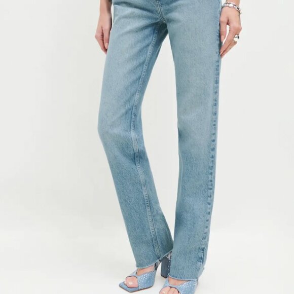 Reformation Cynthia High Rise Straight Long Jeans Kenai - Size 26 - Picture 2 of 2